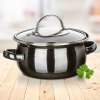 GARNEK EMALIOWANY 14cm Z POKRYWĄ BANQUET METALLIC BLACK 0,7L
